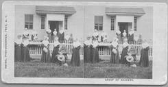 SA0160 - A group of Shakers from the North Family photographed outside a building., Winterthur Shaker Photograph and Post Card Collection 1851 to 1921c